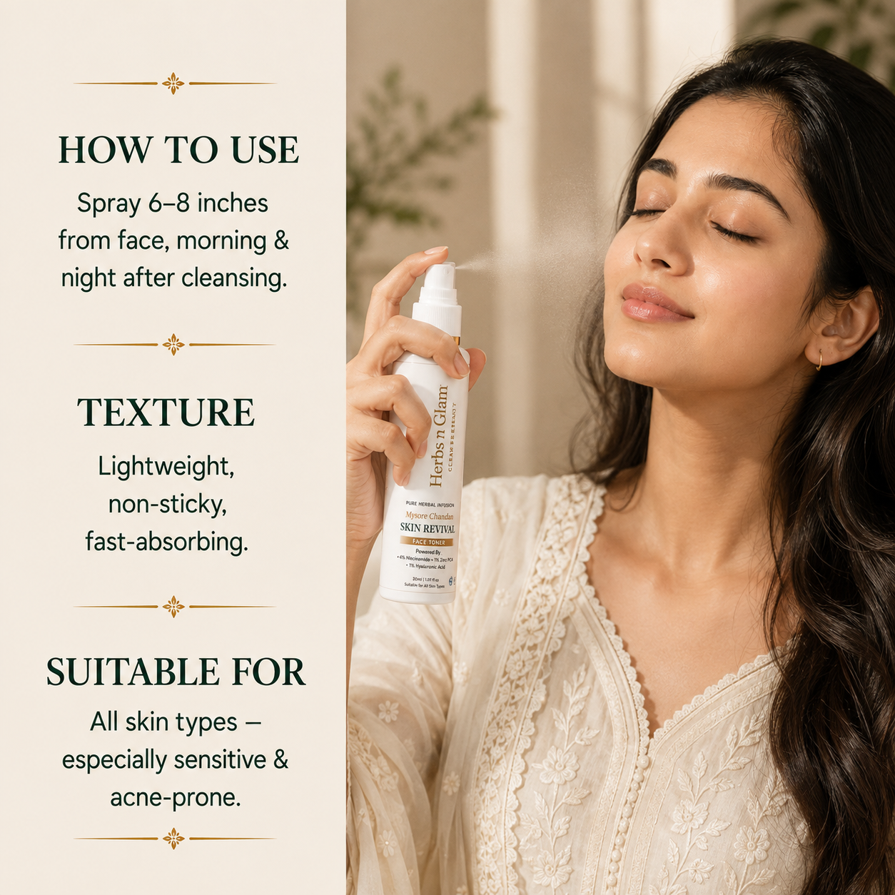 Herbs n Glam Mysore Chandan Skin Revival Face Toner | 30ml
