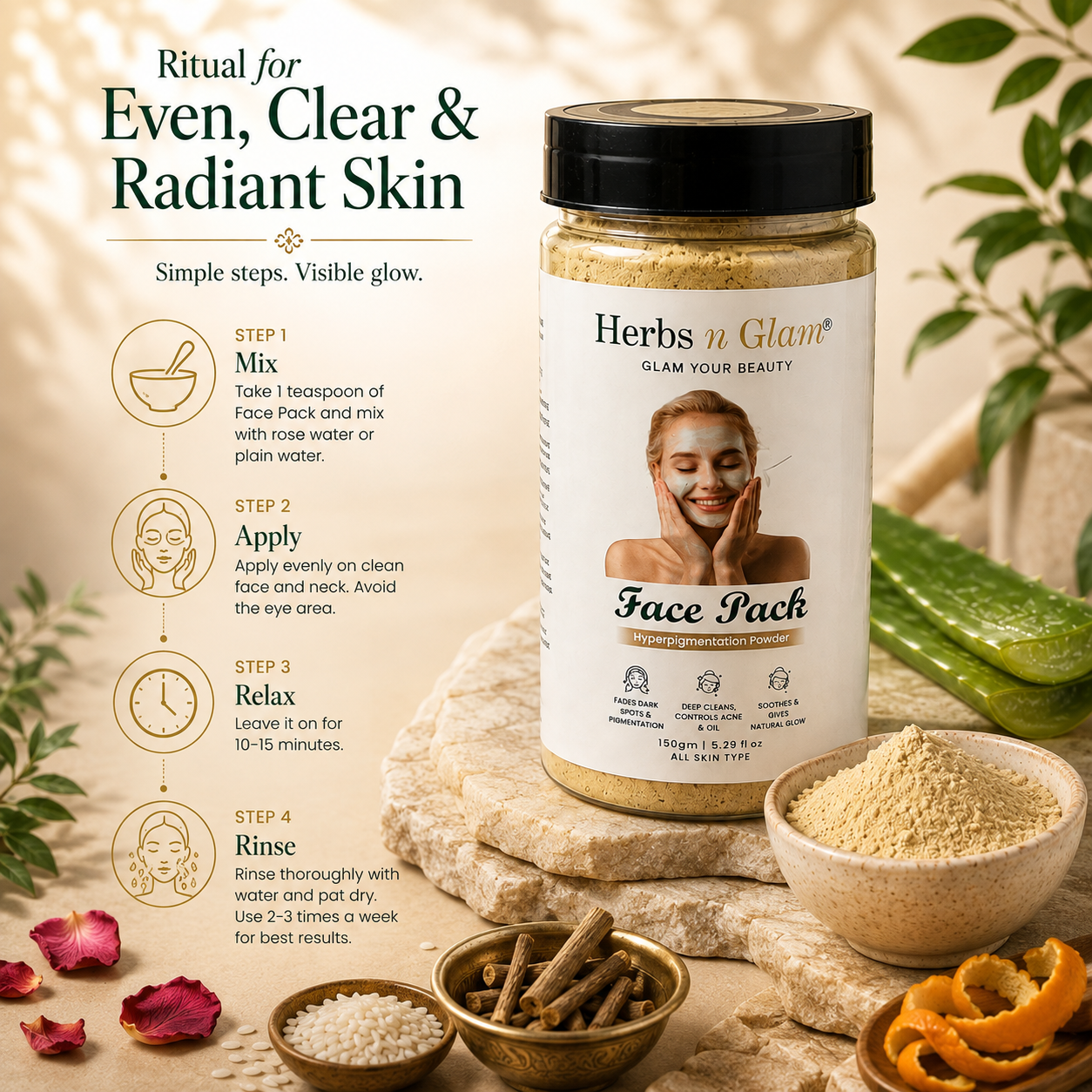Herbs n Glam Face Pack | Hyperpigmentation Powder