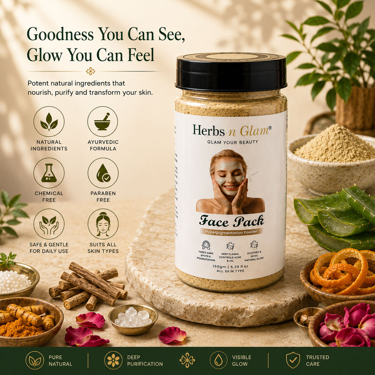 Herbs n Glam Face Pack | Hyperpigmentation Powder