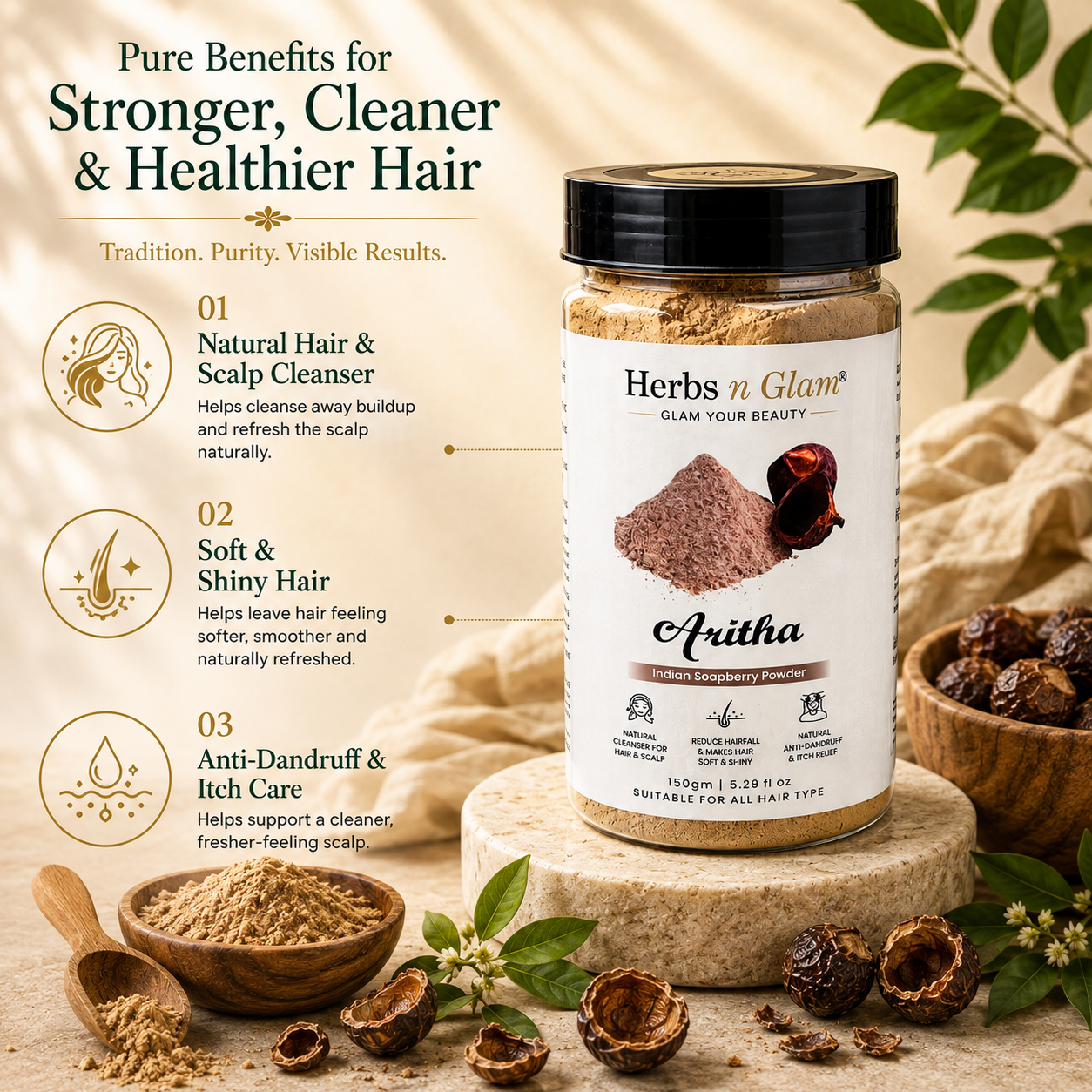 Aritha Powder for Hair & Scalp | Herbs n Glam