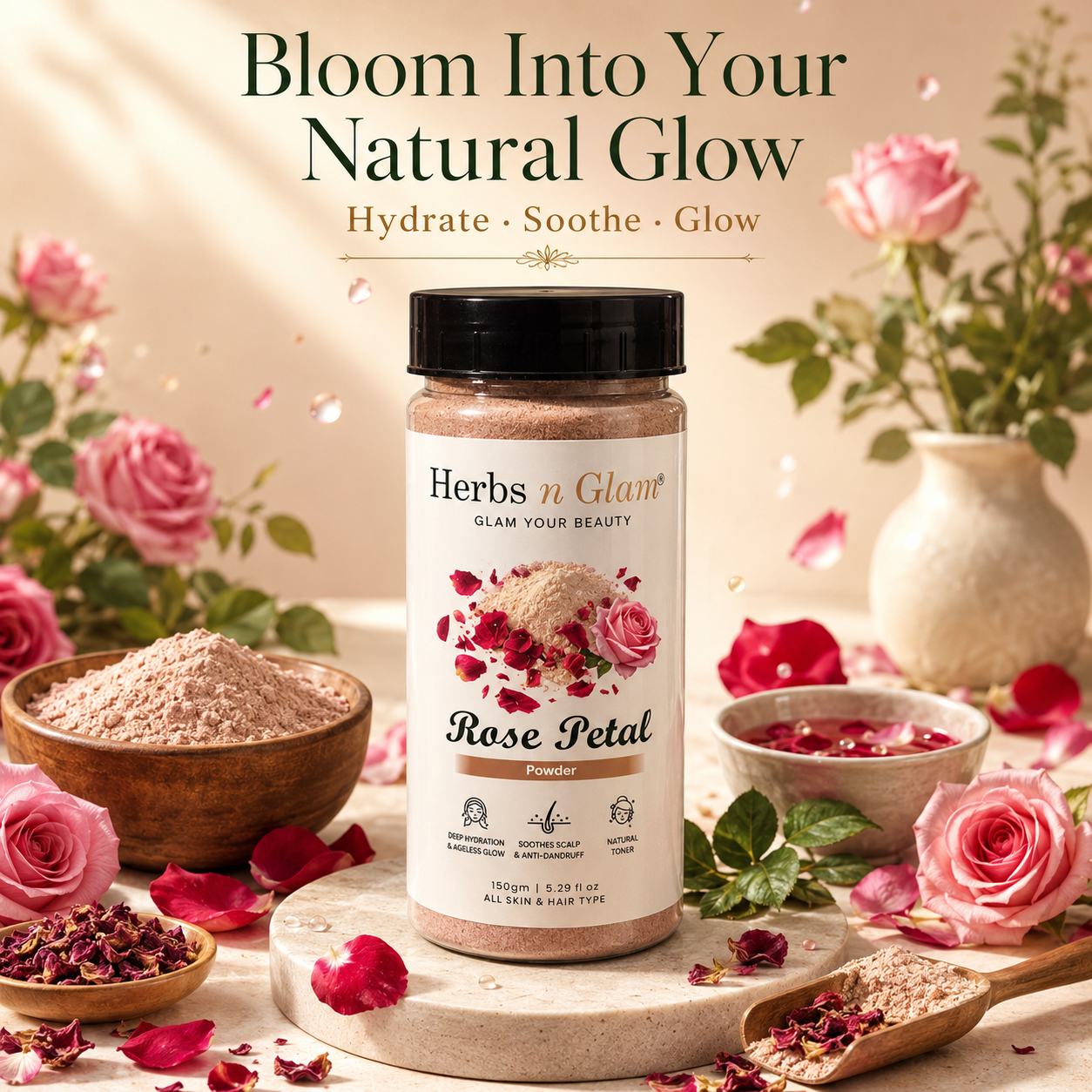Rose Petal Powder for Skin & Hair