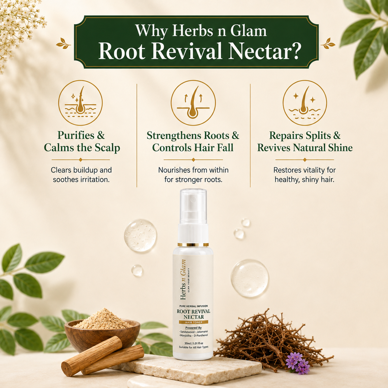Herbs n Glam Root Revival Nectar Hair Toner - 30ml