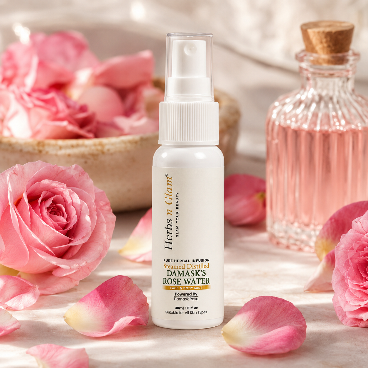 Herbs n Glam Damask Rose Water Face & Body Mist 30ml