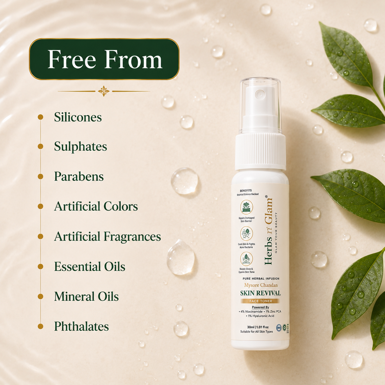 Herbs n Glam Mysore Chandan Skin Revival Face Toner | 30ml