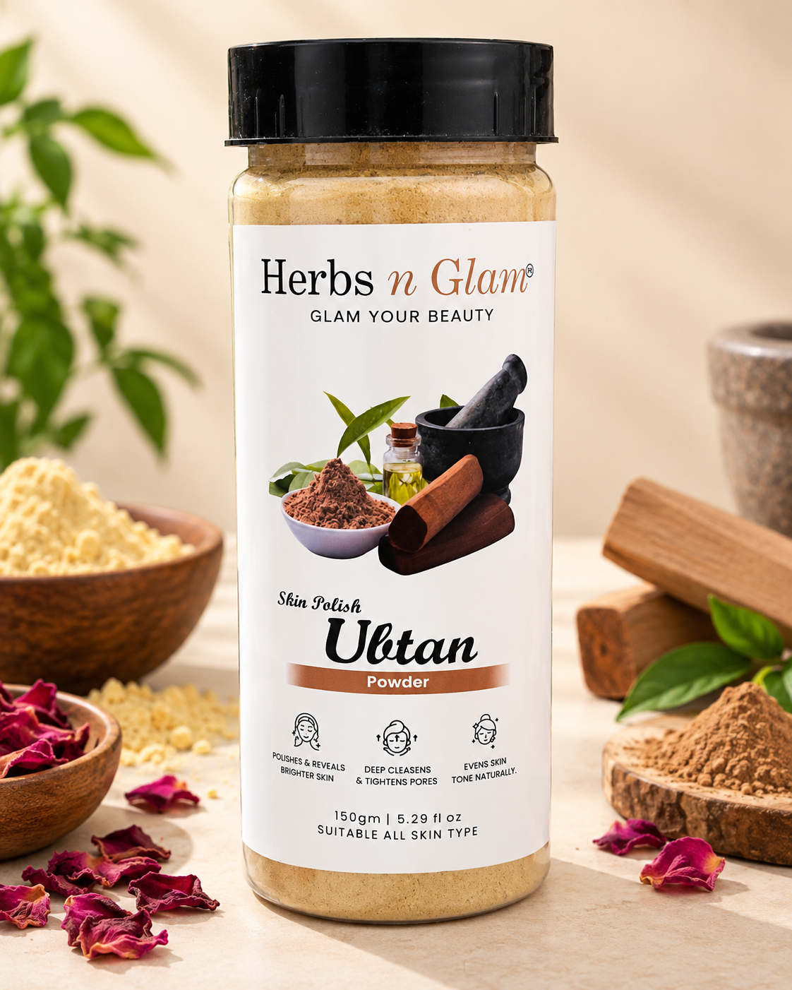 Ubtan Powder – Natural Face Pack & Body Scrub with Sandalwood, Almond & Rose