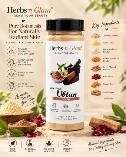 Ubtan Powder – Natural Face Pack & Body Scrub with Sandalwood, Almond & Rose